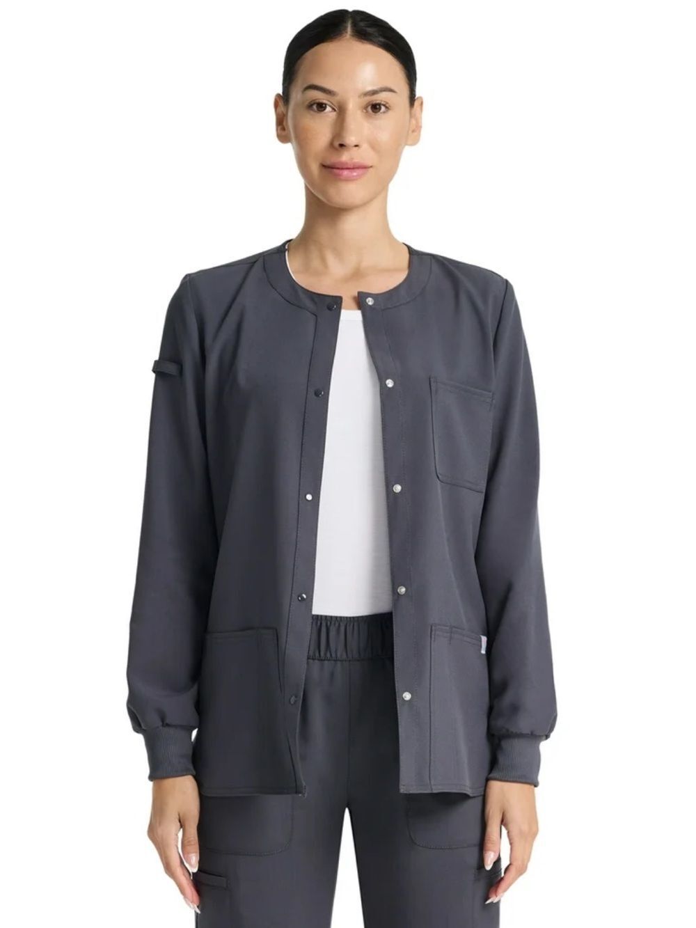 Scrubstar XS active warm-up jacket pewter gray snap-front functional pockets